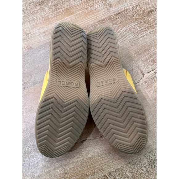 Sorel Viibe Platform Slide Sandals Yellow Leather Chunky Mule Womens - Picture 6 of 6